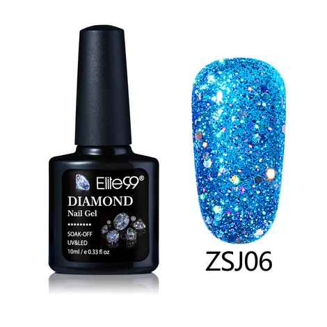 Elite99 Diamond Glitter UV Gel Varnish Shiny Sequins Soak Off Gel Nail Polish Vernis Semi Permanent Nail Art Manicure Gel (E99-ZSJ06) (10 ml)