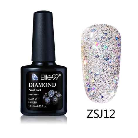 Buy Elite99 Diamond Glitter UV Gel Varnish Shiny Sequins Soak Off Gel Nail Polish Vernis Semi Permanent Nail Art Manicure Gel (E99-ZSJ12) (10 ml) - Purplle