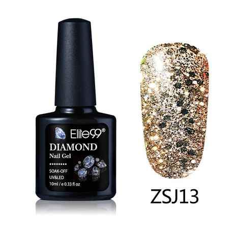 Elite99 Diamond Glitter UV Gel Varnish Shiny Sequins Soak Off Gel Nail Polish Vernis Semi Permanent Nail Art Manicure Gel (E99-ZSJ13) (10 ml)
