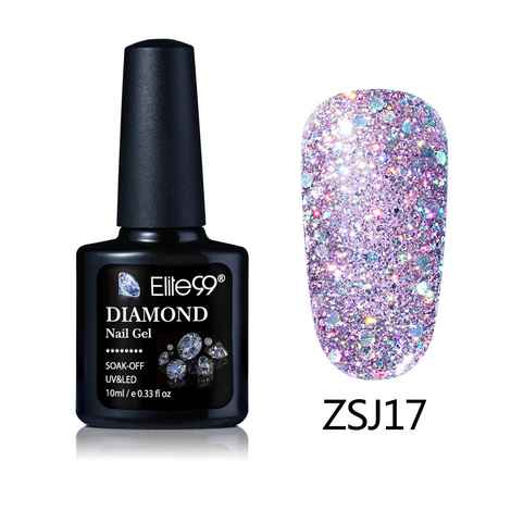 Elite99 Diamond Glitter UV Gel Varnish Shiny Sequins Soak Off Gel Nail Polish Vernis Semi Permanent Nail Art Manicure Gel (E99-ZSJ17) (10 ml)
