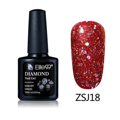 Elite99 Diamond Glitter UV Gel Varnish Shiny Sequins Soak Off Gel Nail Polish Vernis Semi Permanent Nail Art Manicure Gel (E99-ZSJ18) (10 ml)