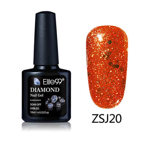 Buy Elite99 Diamond Glitter UV Gel Varnish Shiny Sequins Soak Off Gel Nail Polish Vernis Semi Permanent Nail Art Manicure Gel (E99-ZSJ20) (10 ml) - Purplle
