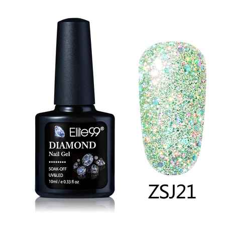Elite99 Diamond Glitter UV Gel Varnish Shiny Sequins Soak Off Gel Nail Polish Vernis Semi Permanent Nail Art Manicure Gel (E99-ZSJ21) (10 ml)