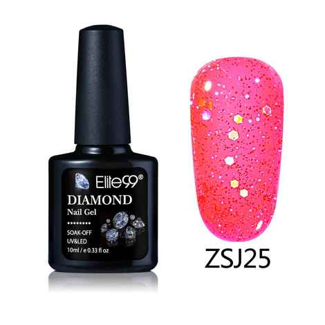 Buy Elite99 Diamond Glitter UV Gel Varnish Shiny Sequins Soak Off Gel Nail Polish Vernis Semi Permanent Nail Art Manicure Gel (E99-ZSJ25) (10 ml) - Purplle