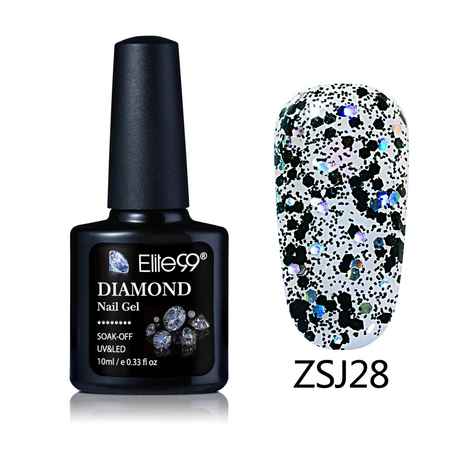 Buy Elite99 Diamond Glitter UV Gel Varnish Shiny Sequins Soak Off Gel Nail Polish Vernis Semi Permanent Nail Art Manicure Gel (E99-ZSJ28) (10 ml) - Purplle