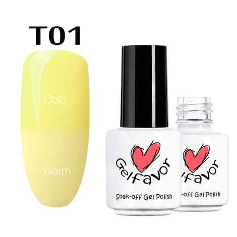 Buy Gelfavor Nail Polish Hybrid varnish French Manicure UV Led Gel Nail Polish Nail Art base top Primer Temperature color change (GF-T01) (7 ml) - Purplle