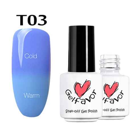 Gelfavor Nail Polish Hybrid varnish French Manicure UV Led Gel Nail Polish Nail Art base top Primer Temperature color change (GF-T03) (7 ml)