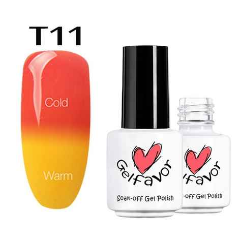Gelfavor Nail Polish Hybrid varnish French Manicure UV Led Gel Nail Polish Nail Art base top Primer Temperature color change (GF-T11) (7 ml)