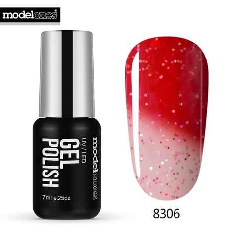 Modelones Fashion Color Thermal Gel Polish UV Led Change Color Temperature Nail Gel Polish DIY Glitter Nail Polish (MS-8306) (7 ml)