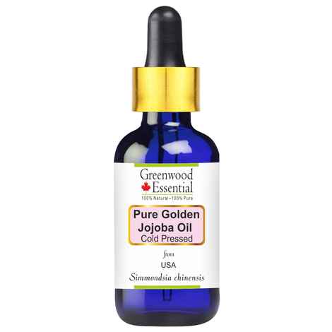 Greenwood Essential Pure Golden Jojoba Oil (Simmondsia chinensis) with Glass Dropper 100% Natural Therapeutic Grade Cold Pressed (15 ml)