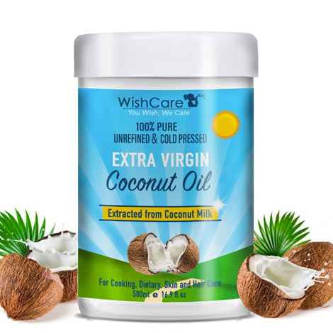 WishCare Premium Cold Pressed Extra-Virgin Coconut Oil (500 ml) (Wide Mouth Jar)