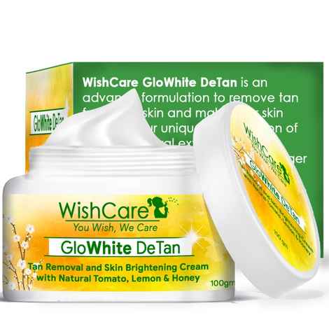 WishCare GloWhite DeTan Tan Removal and Skin Brightening Cream - Enriched with Natural Tomato, Lemon & Honey (100 g)
