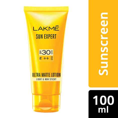 Buy Lakme Sun Expert Super Matte Lotion Sunscreen SPF 30 PA++ with Niacinamide & Vit C | Broad spectrum UVA/B protection | Blue light protection | No White Cast | for all dry, normal skin| 100ml - Purplle