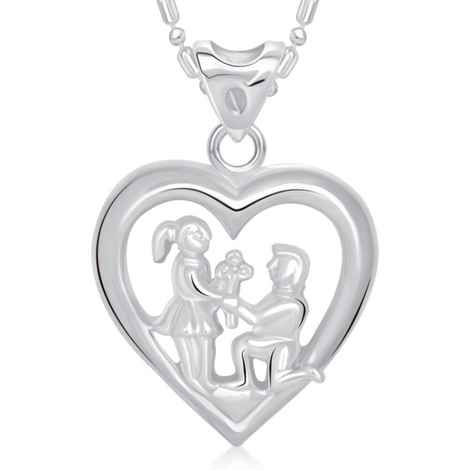 Buy Srikara Alloy Rhodium Plated AD You & Me Heart Valentine Fashion Jewelry Pendant - SKP1647R - Purplle