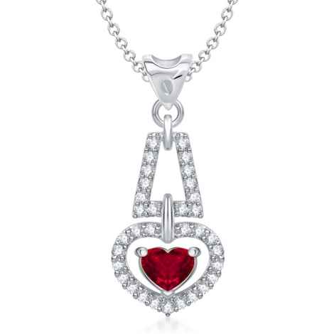 Buy Srikara Love For You Red Ruby Heart Shape Fashion Jewelry Pendant with Chain - SKP1294R - Purplle