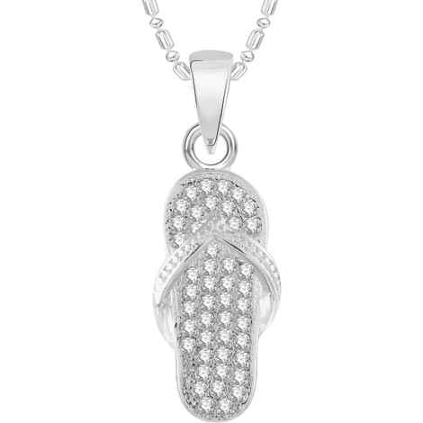 Buy Srikara Alloy Rhodium Plated CZ / AD Flip Flop Slipper Fashion Jewellery Pendant - SKP2541R - Purplle