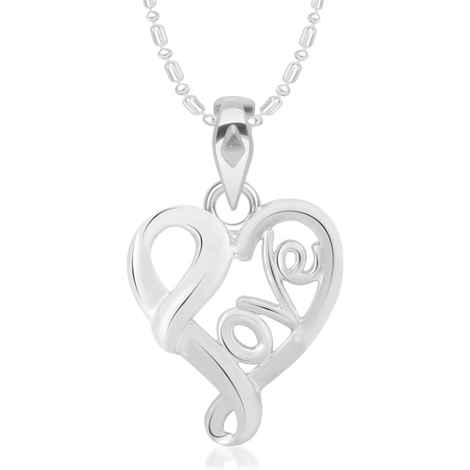 Buy Srikara Alloy Rhodium Plated CZ/AD Love Heart Fashion Jewelry Pendant with Chain - SKP2140R - Purplle
