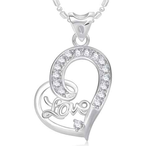 Buy Srikara Alloy Rhodium Plated CZ/AD Love Heart Valentine Fashion Jewelry Pendant - SKP1773R - Purplle