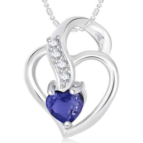 Buy Srikara Rhodium Plated AD Well Crafted Heart Fashion Jewelry Pendant with Chain - SKP1767R - Purplle