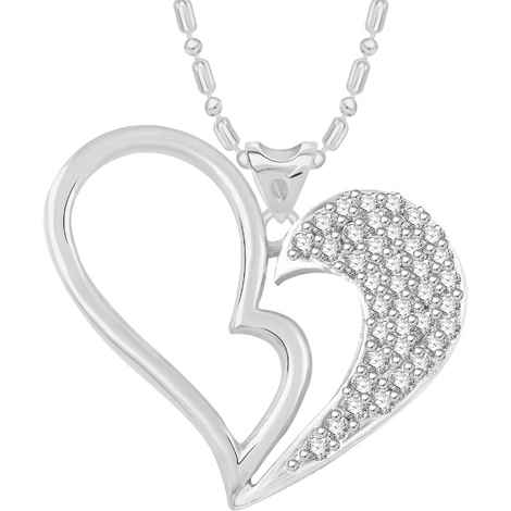 Buy Srikara Alloy Rhodium Plated CZ/AD Love Heart Fashion Jewelry Pendant with Chain - SKP2676R - Purplle