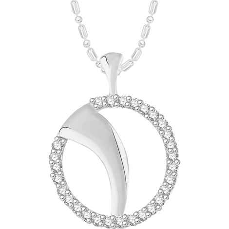 Buy Srikara Alloy Rhodium Plated CZ / AD Circuler Fashion Jewelry Pendant with Chain - SKP2674R - Purplle