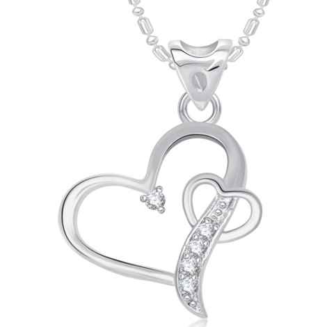 Buy Srikara Alloy Rhodium Plated CZ/AD Togetherness Heart Valentine Fashion Jewelry Pendant - SKP1703R - Purplle