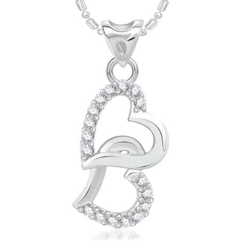 Buy Srikara Alloy Rhodium Plated CZ/AD Attach Heart Fashion Jewellery Pendant Chain - SKP2004R - Purplle