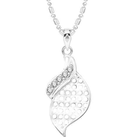 Buy Srikara Alloy Rhodium Plated CZ / AD Well Crafted Leaf Fashion Jewellery Pendant - SKP2632R - Purplle