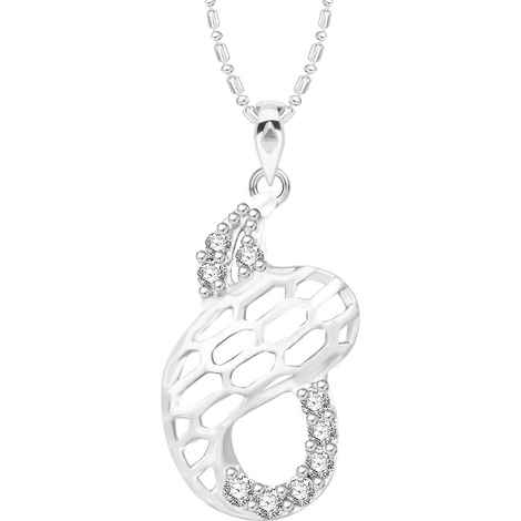 Buy Srikara Alloy Rhodium Plated CZ / AD Pleasing Fashion Jewelry Pendant with Chain - SKP2618R - Purplle