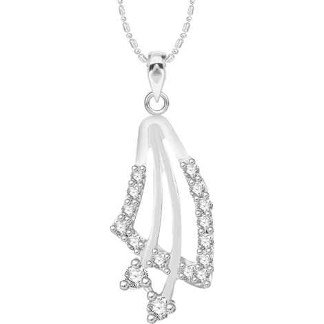 Buy Srikara Alloy Rhodium Plated CZ / AD Dazzling Fashion Jewelry Pendant with Chain - SKP2620R - Purplle