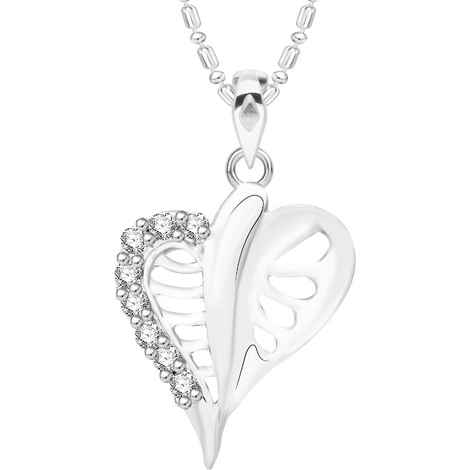 Buy Srikara Alloy Rhodium Plated CZ / AD Heart Fashion Jewellery Pendant with Chain - SKP2609R - Purplle