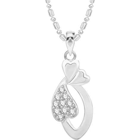 Buy Srikara Alloy Rhodium Plated CZ / AD Heart Fashion Jewellery Pendant with Chain - SKP2624R - Purplle