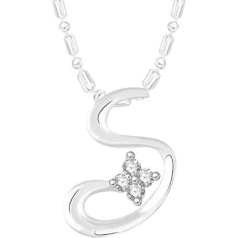 Buy Srikara Alloy Rhodium Plated CZ / AD S Shape Fashion Jewelry Pendant with Chain - SKP2669R - Purplle