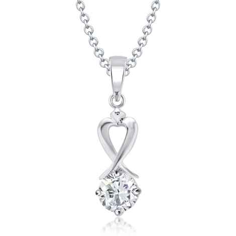 Buy Srikara Alloy Rhodium Plated CZ Demure Solitaire Fashion Jewelry Pendant Chain - SKP1084R - Purplle
