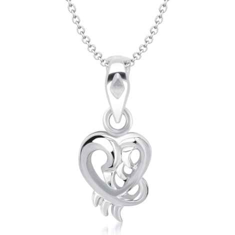 Buy Srikara Alloy Rhodium Plated CZ/AD Angelic Heart Shape Fashion Jewelry Pendant - SKP1296R - Purplle