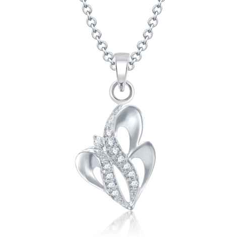 Buy Srikara Alloy Rhodium Plated CZ/AD V B DesignFashion Jewelry Pendant with Chain - SKP1064R - Purplle