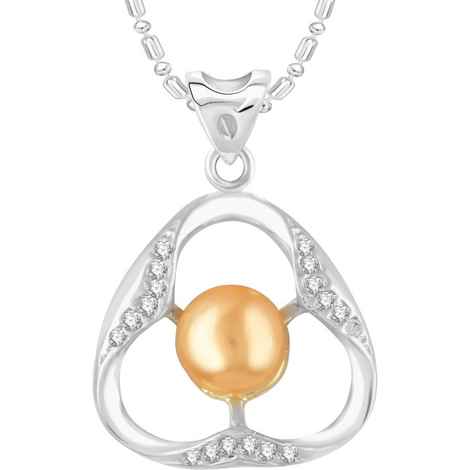 Buy Srikara Alloy Rhodium Plated CZ Pearl Studded Triangle Fashion Jewellery Pendant - SKP2732R - Purplle