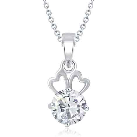 Buy Srikara Alloy Rhodium Efflorescent Solitaire Fashion Jewelry Pendant with Chain - SKP1062R - Purplle