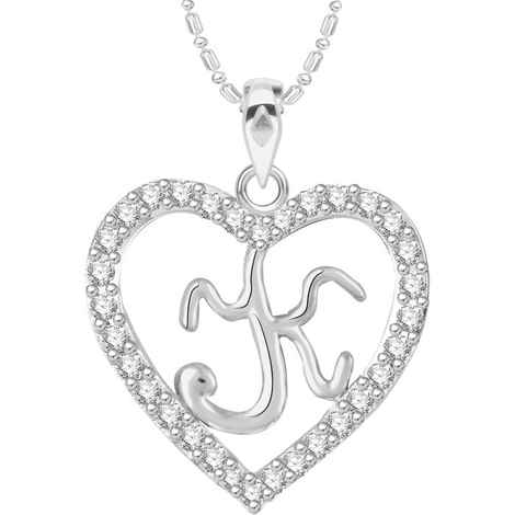 Buy Srikara Alloy Rhodium Plated CZ/AD Alphabet "K" in Heart Fashion Jewelry Pendant - SKP2301R - Purplle