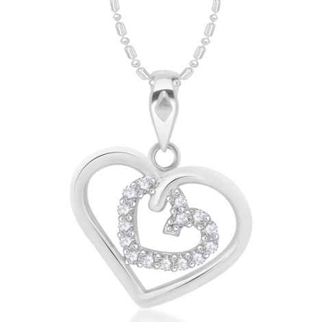 Buy Srikara Alloy CZ / AD Studded Couple Heart Fashion Jewellery Pendant with Chain - SKP2858R - Purplle