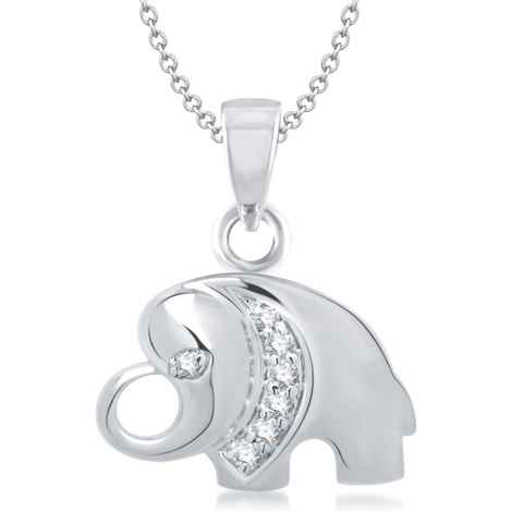 Buy Srikara Alloy Rhodium Plated CZ / AD Elephant Fashion Jewelry Pendant with Chain - SKP1328R - Purplle