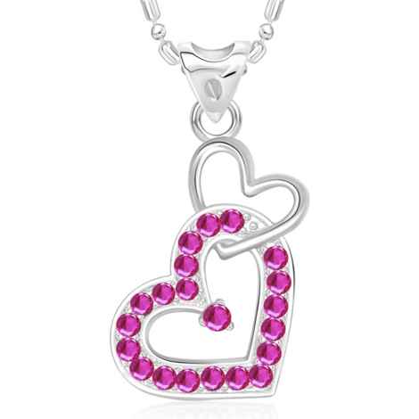Buy Srikara Alloy Rhodium Plated CZ/AD Attach Heart Fashion Jewellery Pendant Chain - SKP2790R - Purplle