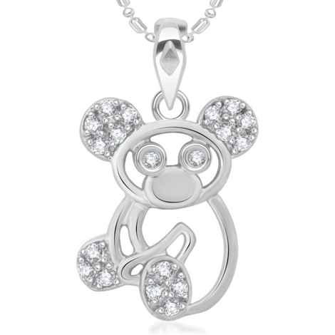 Buy Srikara Alloy Rhodium Plated CZ / AD Fashion Jewellery Pendant with Chain - SKP2034R - Purplle