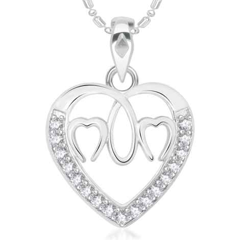 Buy Srikara Alloy Rhodium Plated CZ / AD Three Heart Fashion Jewellery Pendant Chain - SKP2013R - Purplle
