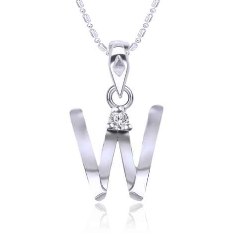 Buy Srikara Alloy Rhodium Plated CZ / AD Initial "W" Alphabet Pendant with Chain - SKP2824R - Purplle