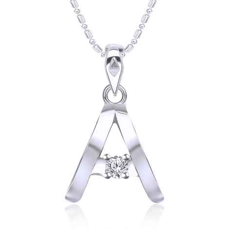 Buy Srikara Alloy Rhodium Plated CZ / AD Initial "A" Alphabet Pendant with Chain - SKP2802R - Purplle