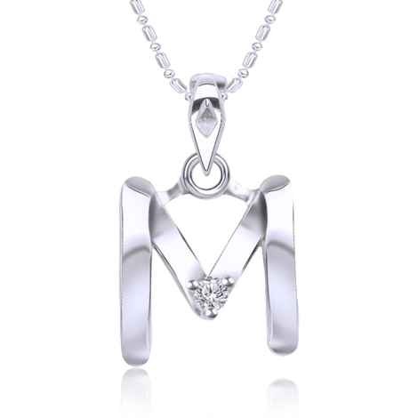 Buy Srikara Alloy Rhodium Plated CZ / AD Initial "M" Alphabet Pendant with Chain - SKP2814R - Purplle