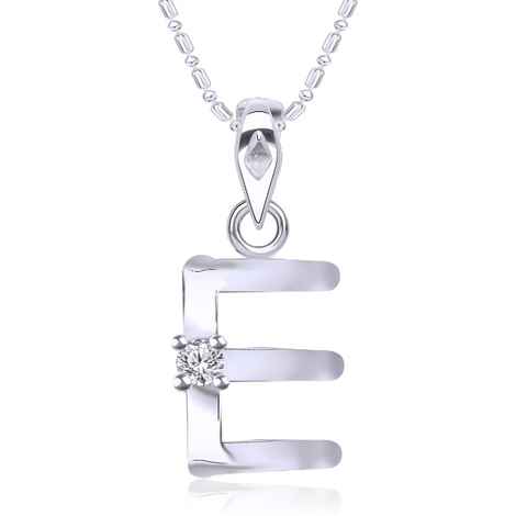 Buy Srikara Alloy Rhodium Plated CZ / AD Initial "E" Alphabet Pendant with Chain - SKP2806R - Purplle