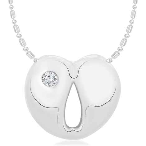 Buy Srikara Alloy Rhodium Plated CZ / AD Bonded Heart Pattern Pendant with Chain - SKP2856R - Purplle