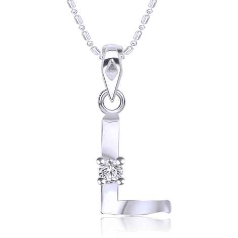 Buy Srikara Alloy Rhodium Plated CZ / AD Initial "L" Alphabet Pendant with Chain - SKP2813R - Purplle